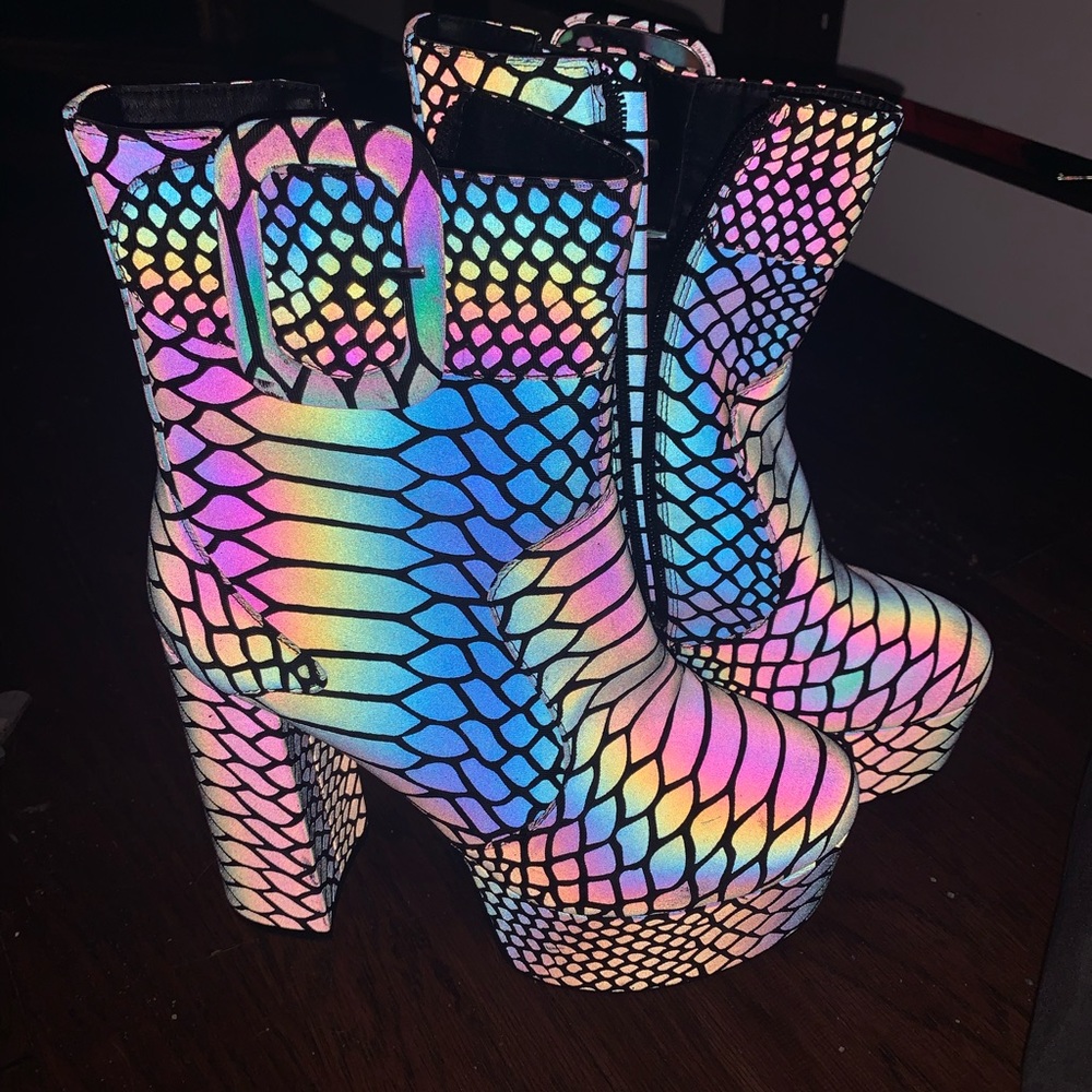 OZZY REFLECTIVE SNAKESKIN BOOTS